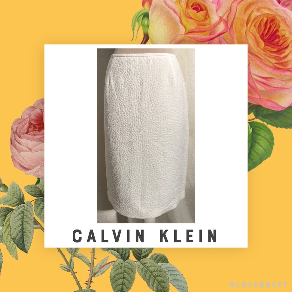 Calvin Klein white textured pencil skirt